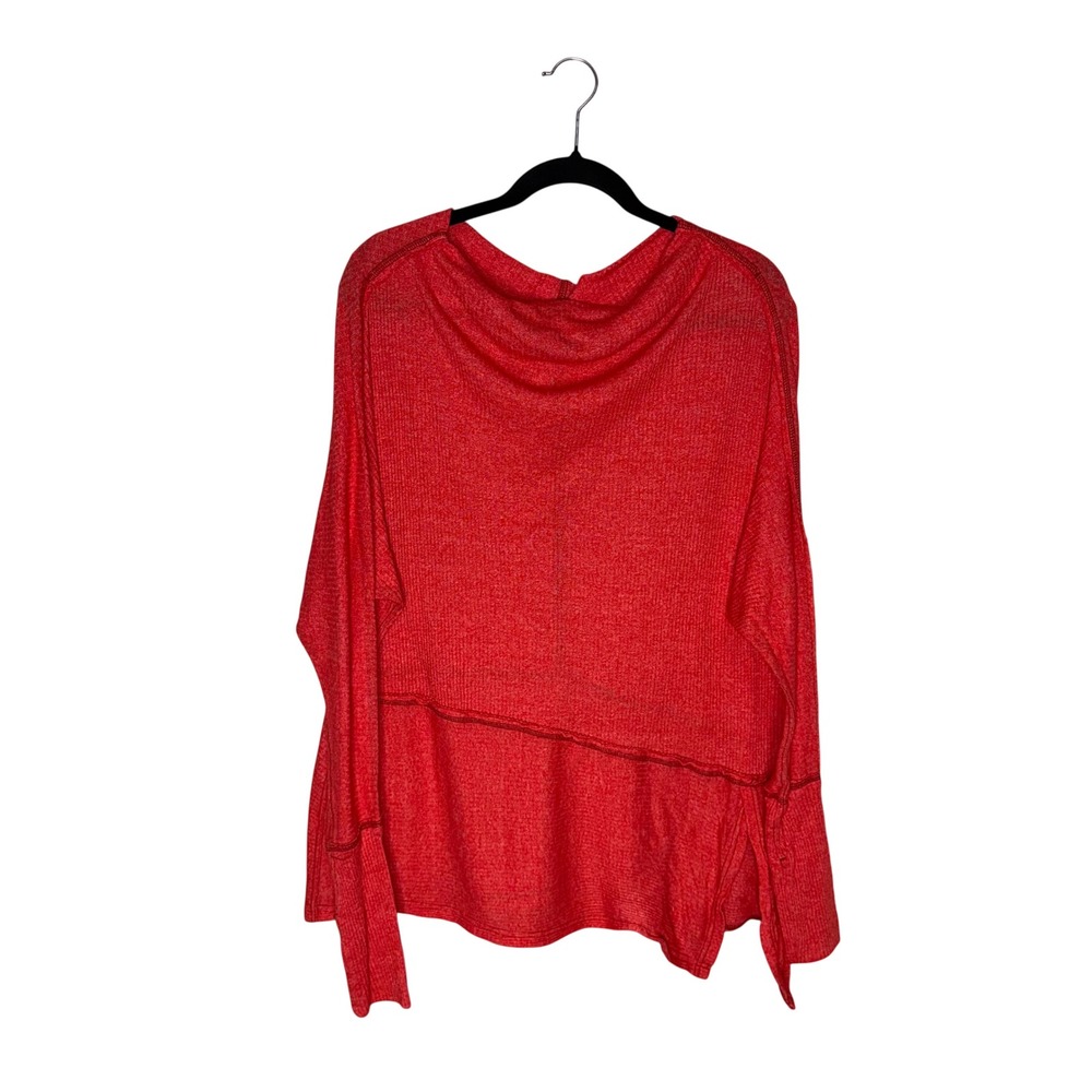 We The Free Free People Thermal Top Womens Small Red Excellent Cowl Neck Ribbed